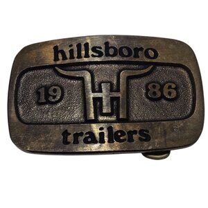 Cattle Trailers Belt Buckle Hillsboro Hauler Rodeo 1986 Trucker Cowboy Vintage